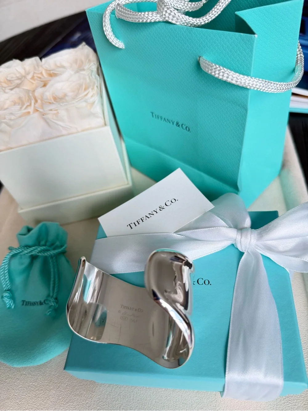 Tiffany & Co. Elsa Peretti Small Bone Cuff Sterling Silver Right Wrist M $2,100